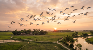 আকাশে ডানা মেলা বকঝাঁক, যেন ভালোবাসার মেঠো কবিতা