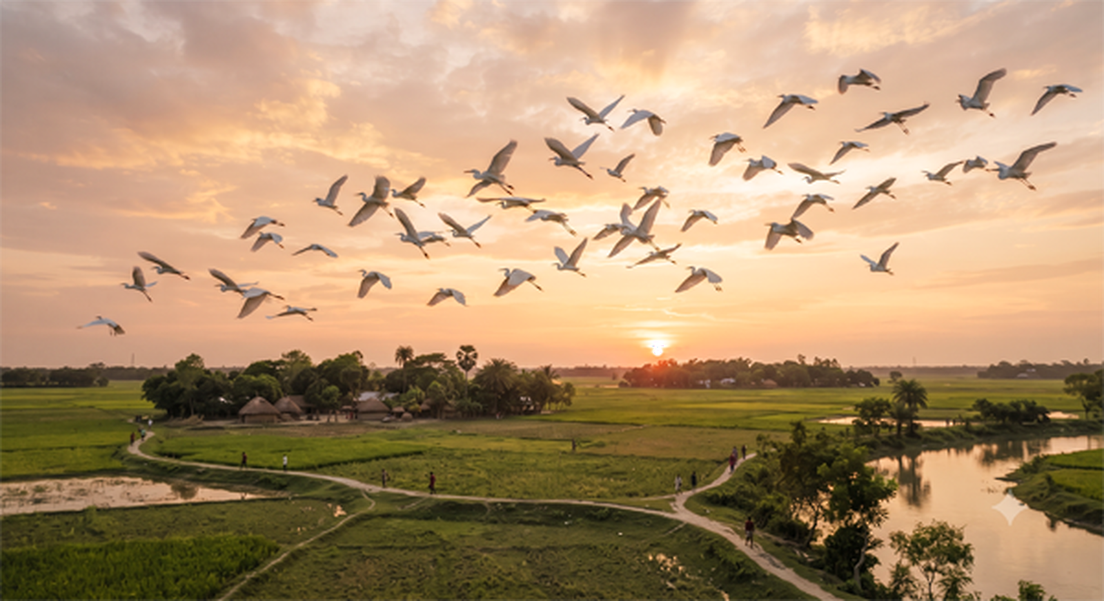 আকাশে ডানা মেলা বকঝাঁক, যেন ভালোবাসার মেঠো কবিতা